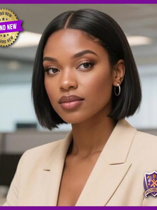 8 Inch Bob Wig Human Hair Pre Plucked Pre Cut Glueless HD Lace Front